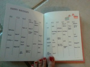 the yearly date page, excuse my toes