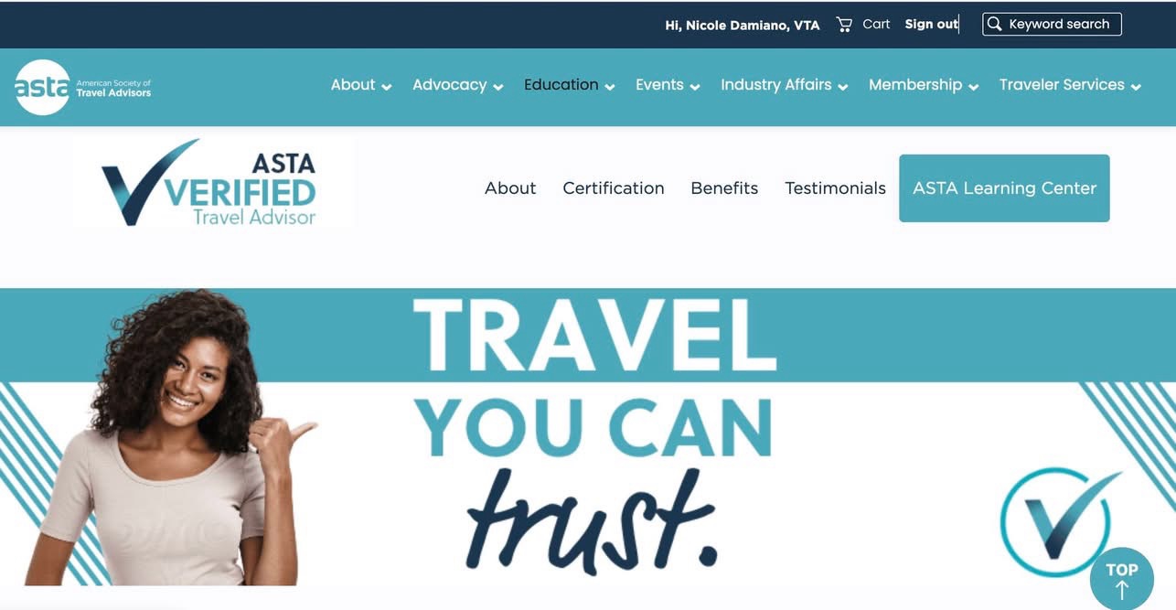 Nicole Damiano, ASTA Verified Travel Advisor