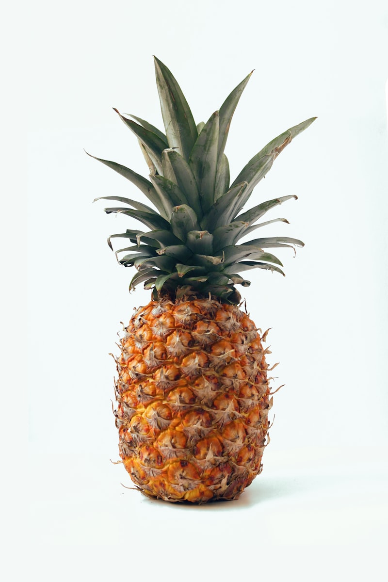 A ripe pineapple with green leaves