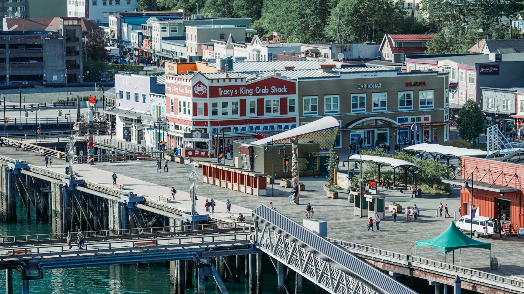 Tracy's King Crab Shack on the waterfront boardwalk in downtown Juneau Alaska