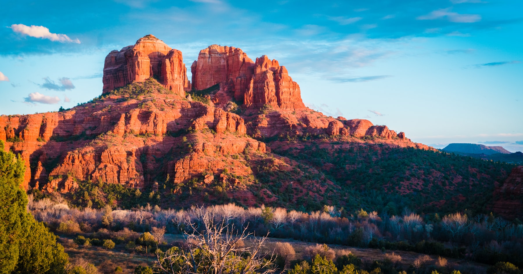 Cathedral Rock rising above the trees in Sedona Arizona