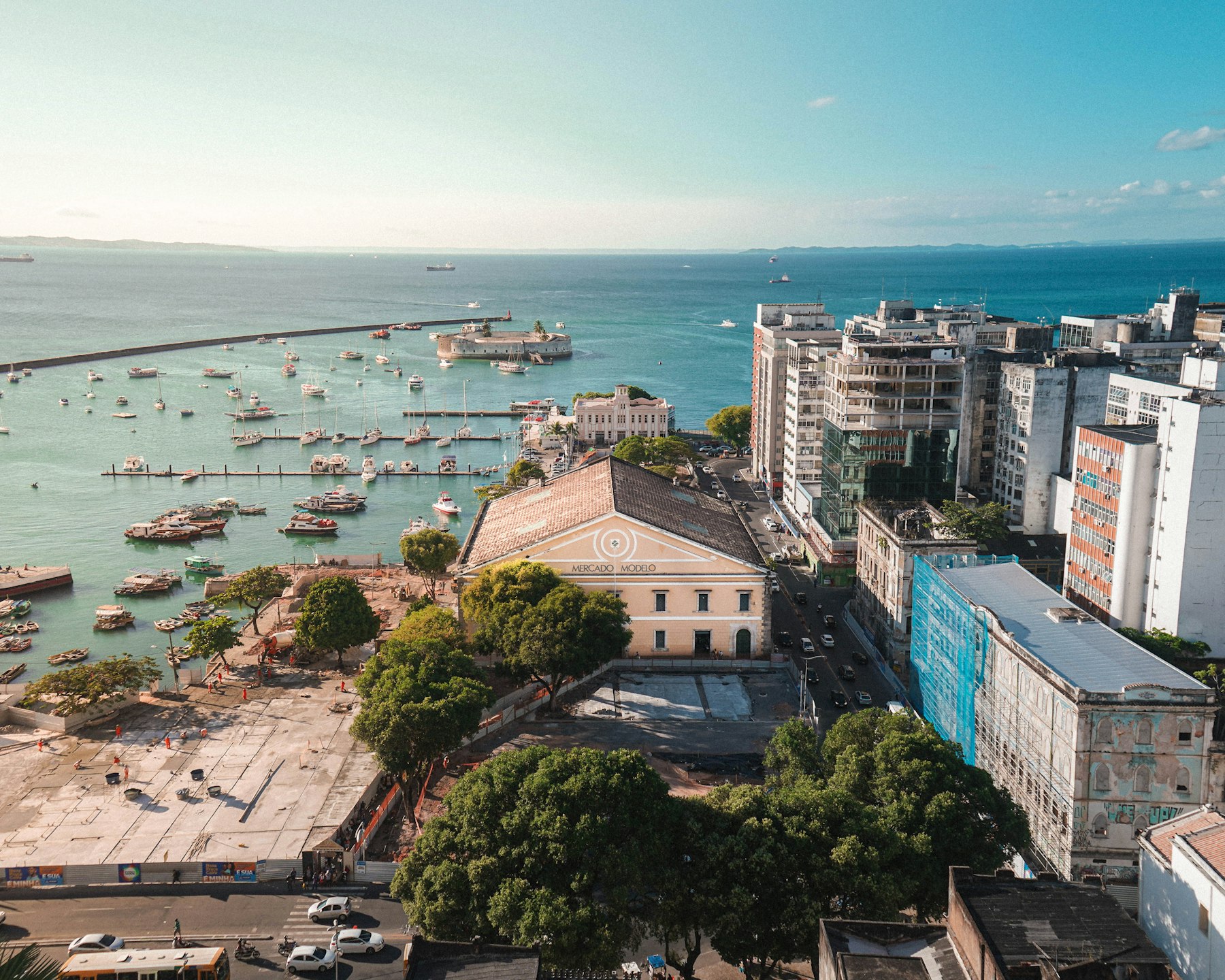 The harbour and old town of Salvador da Bahia seen from the upper city