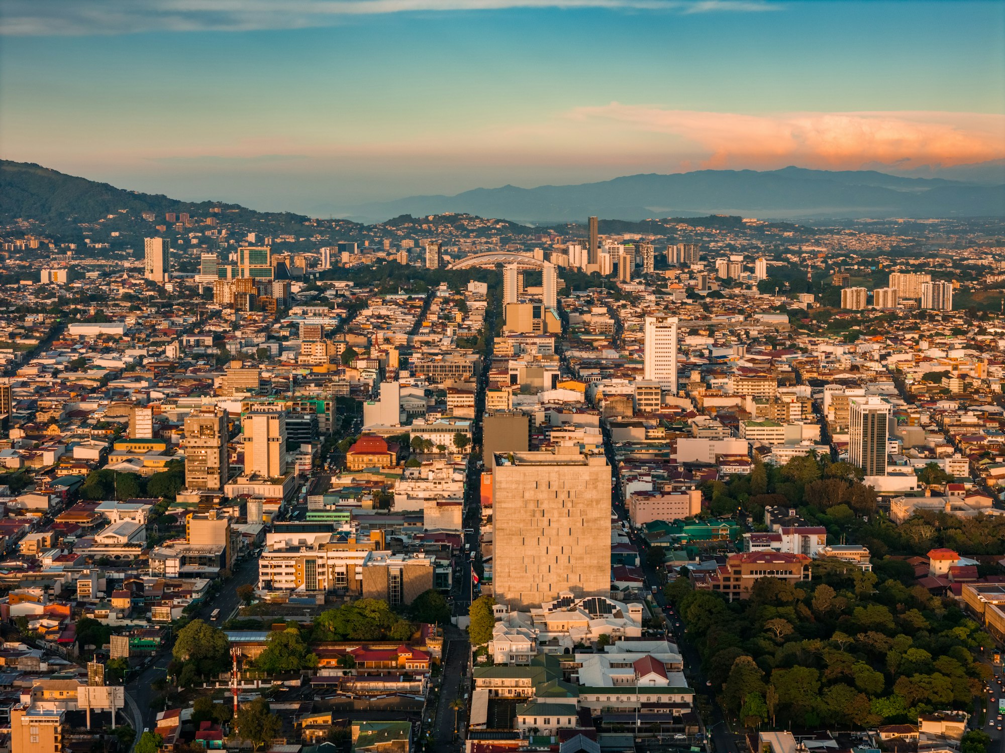 San Jose Costa Rica spreading across the Central Valley with mountains behind it