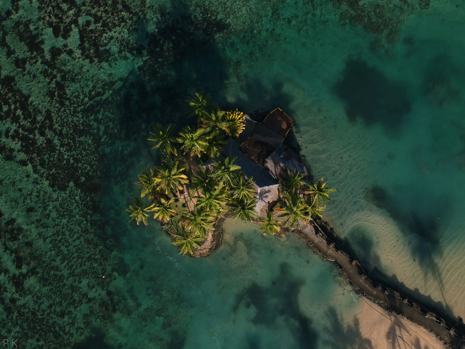 An aerial view of the reef along the Coral Coast of Viti Levu in Fiji
