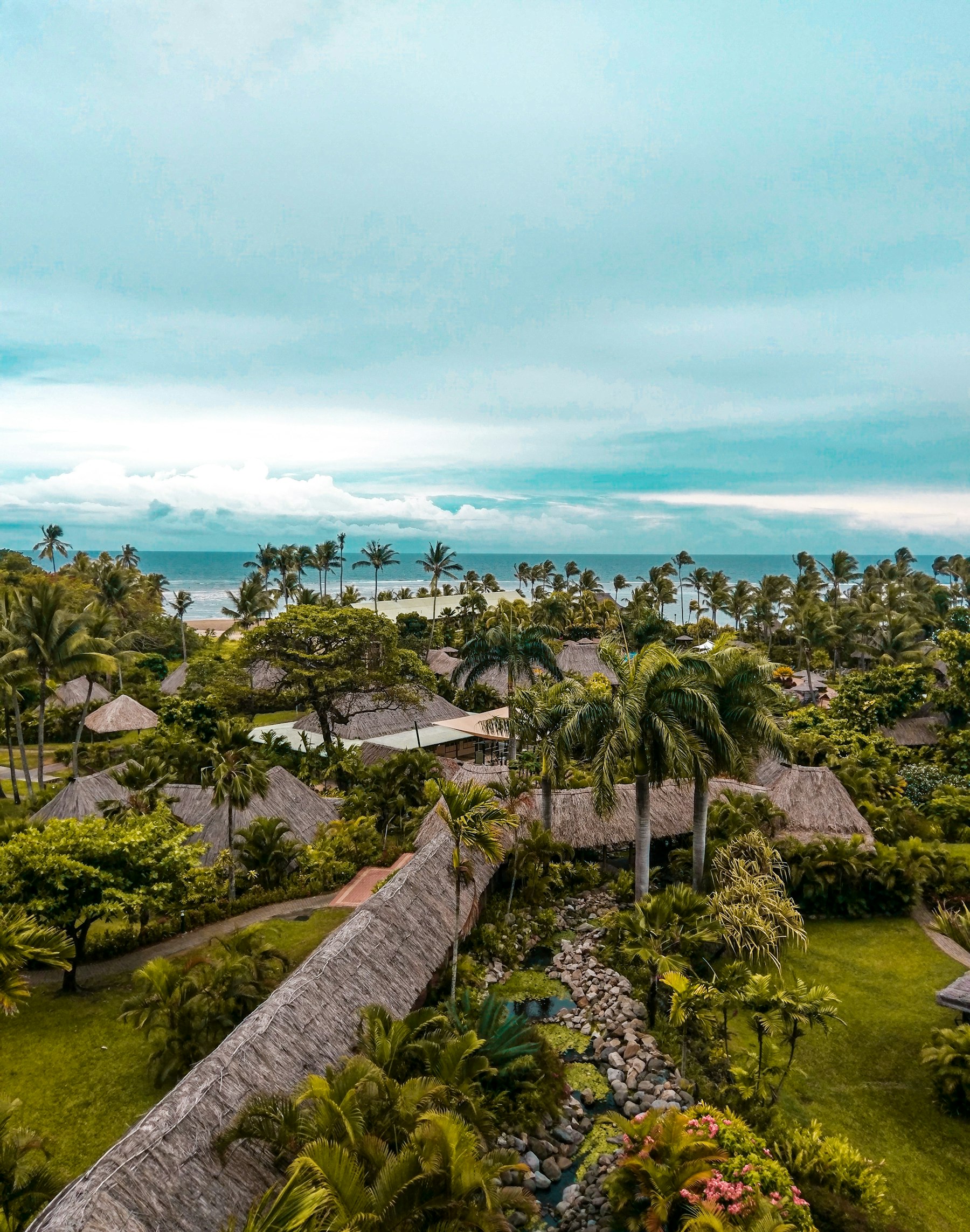 Trees and village houses in Fiji