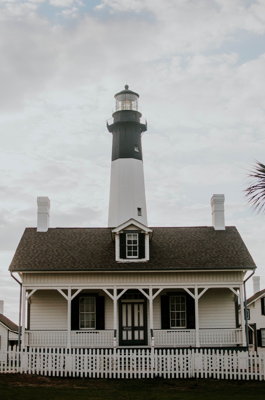 The lighthouse and dunes at Tybee Island Georgia