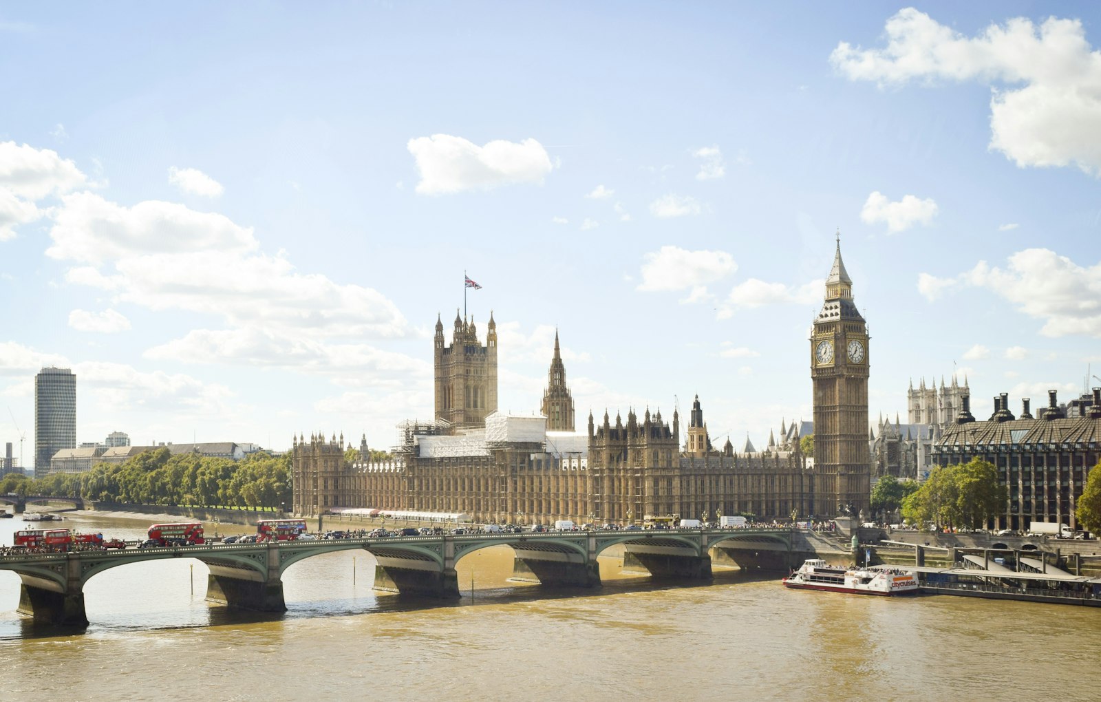 The Houses of Parliament and Big Ben along the Thames in London