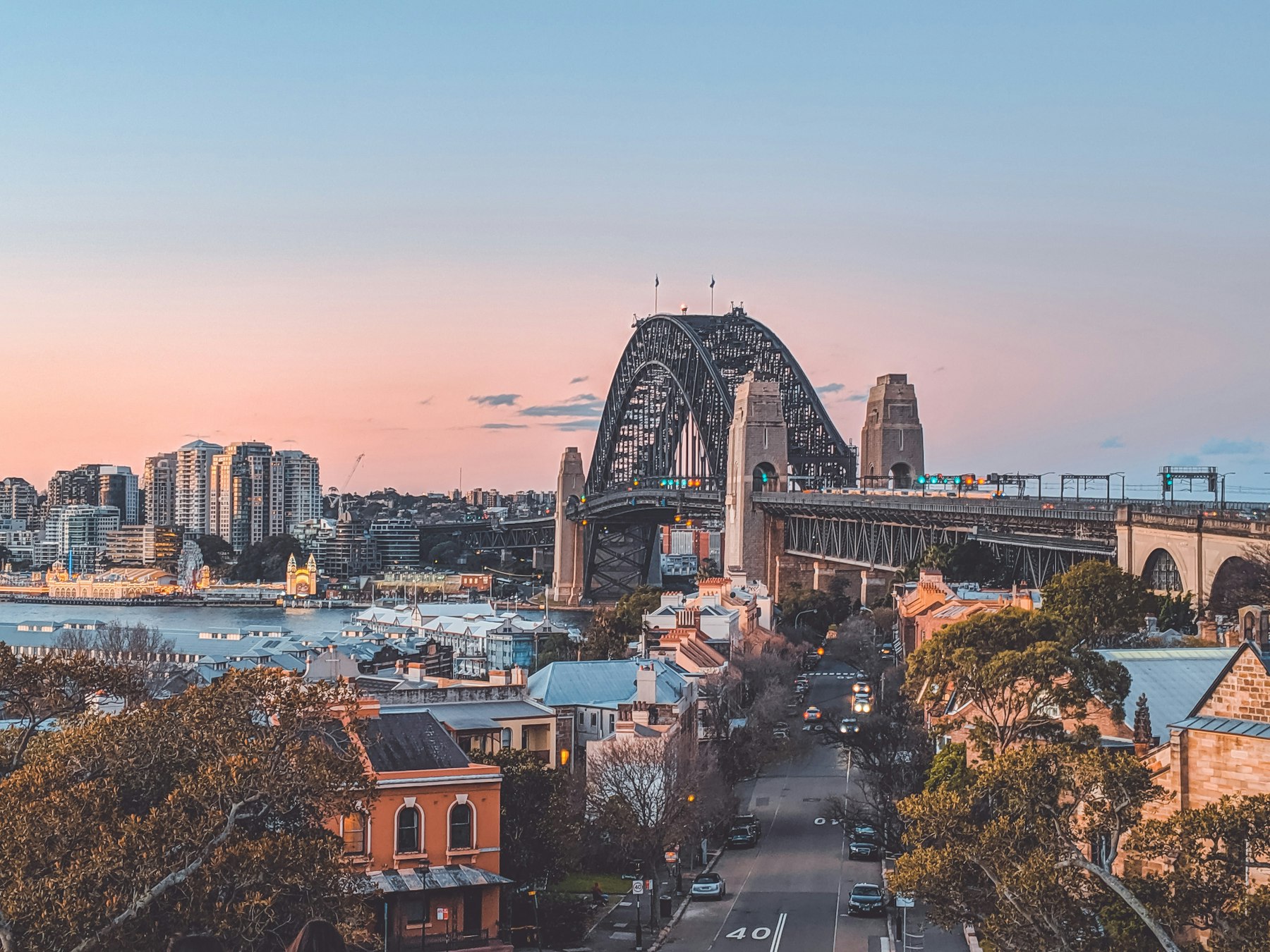 The Sydney skyline at sunset in Australia