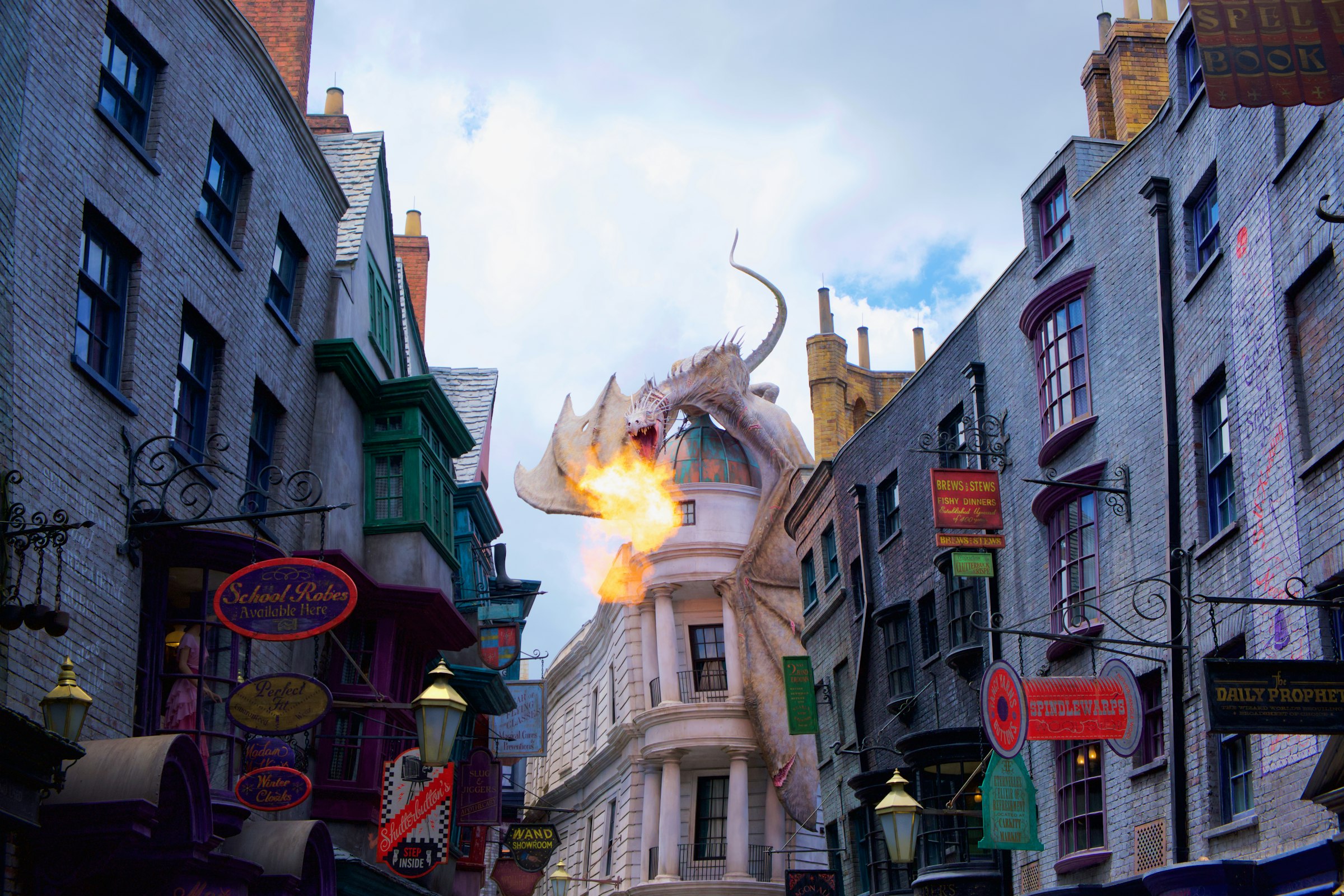 The dragon above Diagon Alley at Universal Studios Florida in Orlando