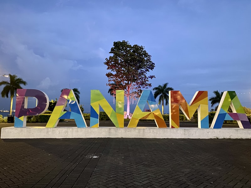 A large sign spelling out Panama standing in Panama City