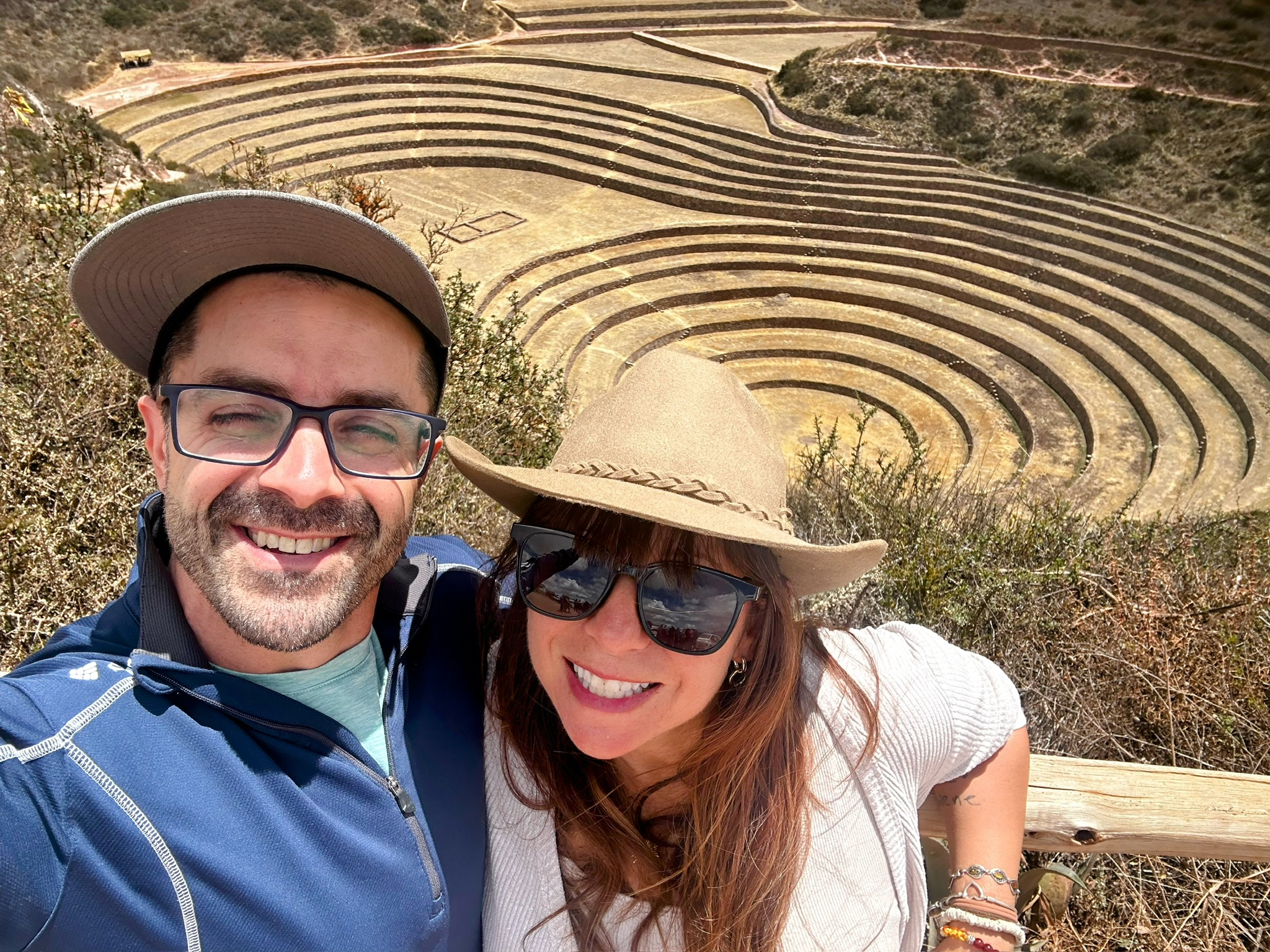 The concentric circular Inca agricultural terraces at Moray in the Sacred Valley