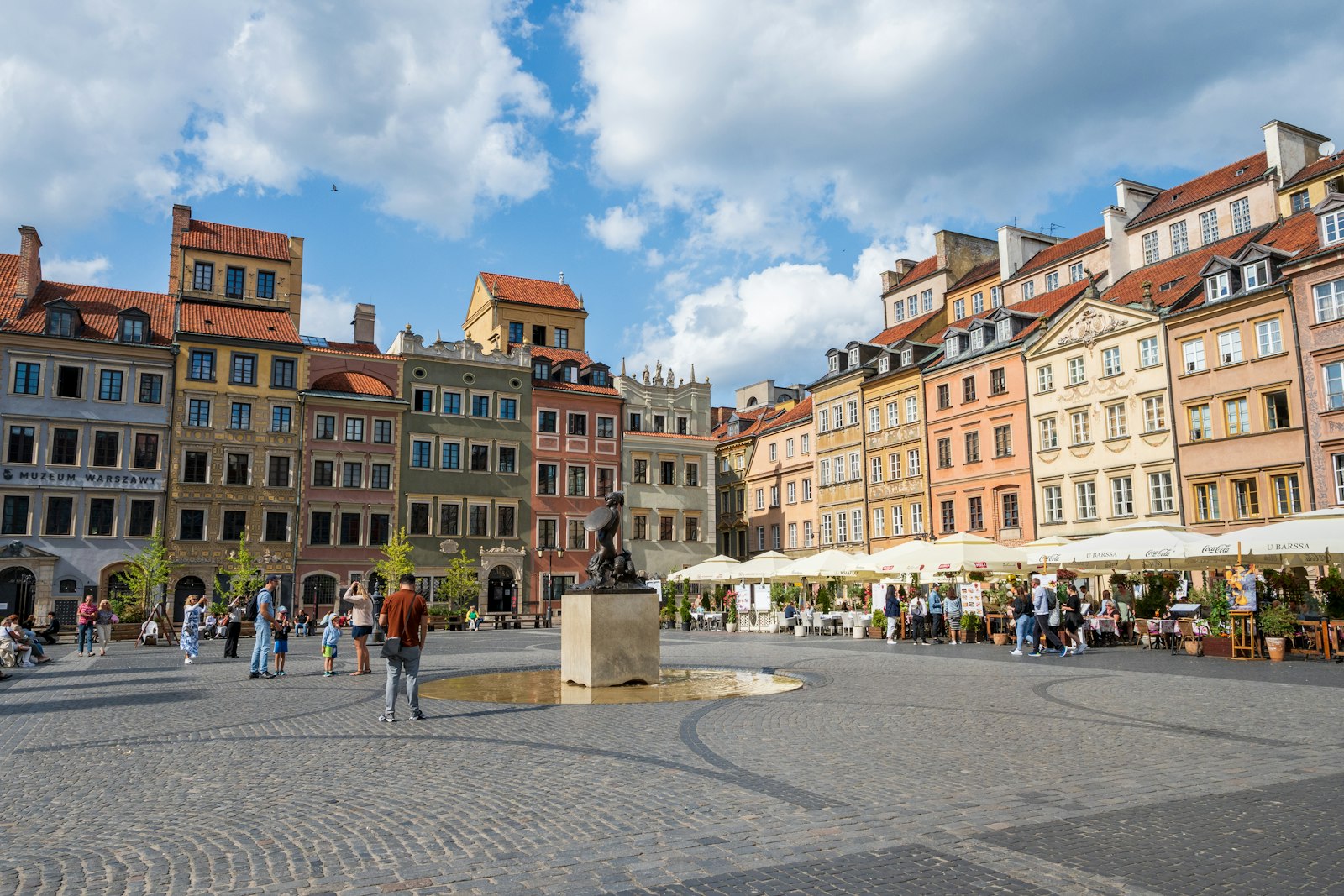 Colorful rebuilt townhouses around the Old Town Market Square in Warsaw
