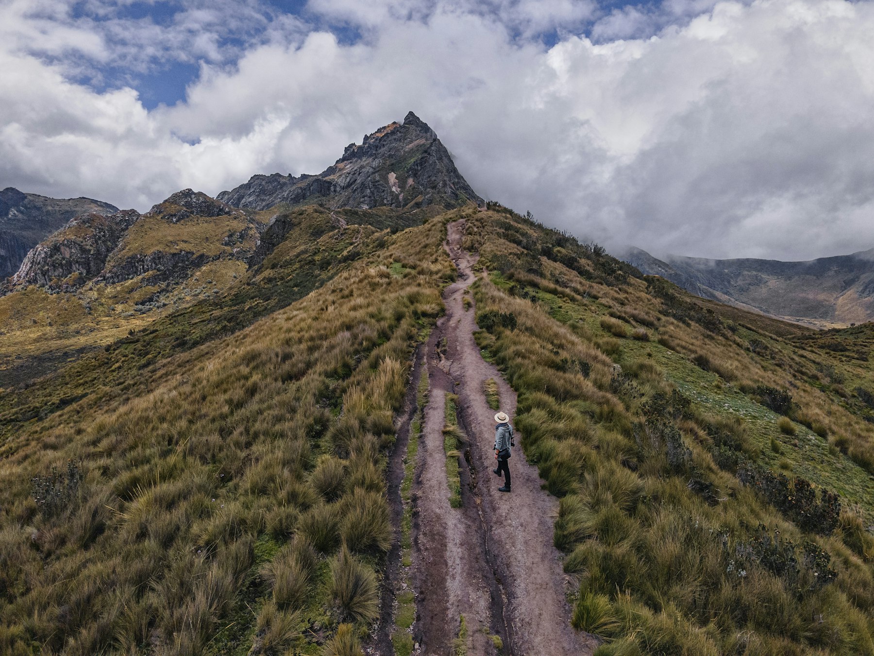 A footpath running up a ridge in the Andes mountains of South America