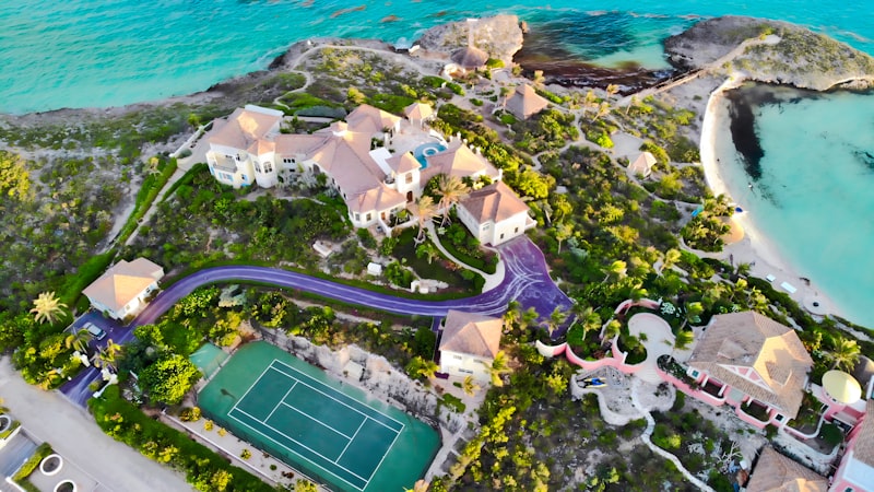 A luxury villa with a tennis court on Providenciales, Turks and Caicos
