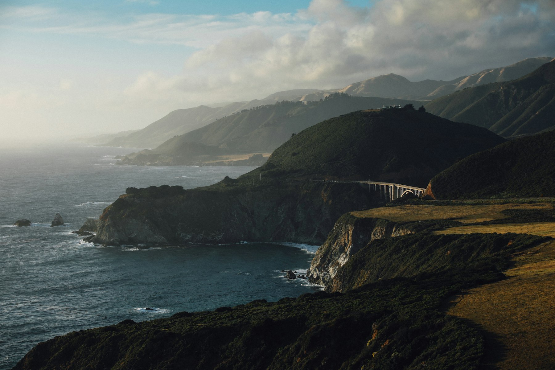 Bixby Creek Bridge on the Big Sur coast of California above the Pacific