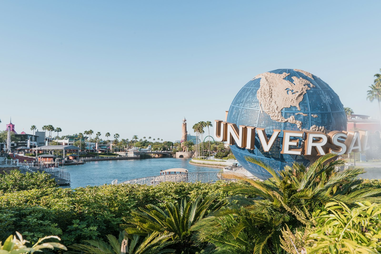 The Universal Studios globe at the entrance to Universal Studios Florida in Orlando