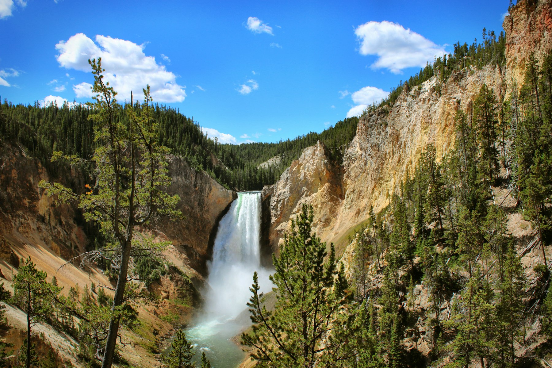 The Lower Falls of the Yellowstone River dropping into the Grand Canyon of the Yellowstone