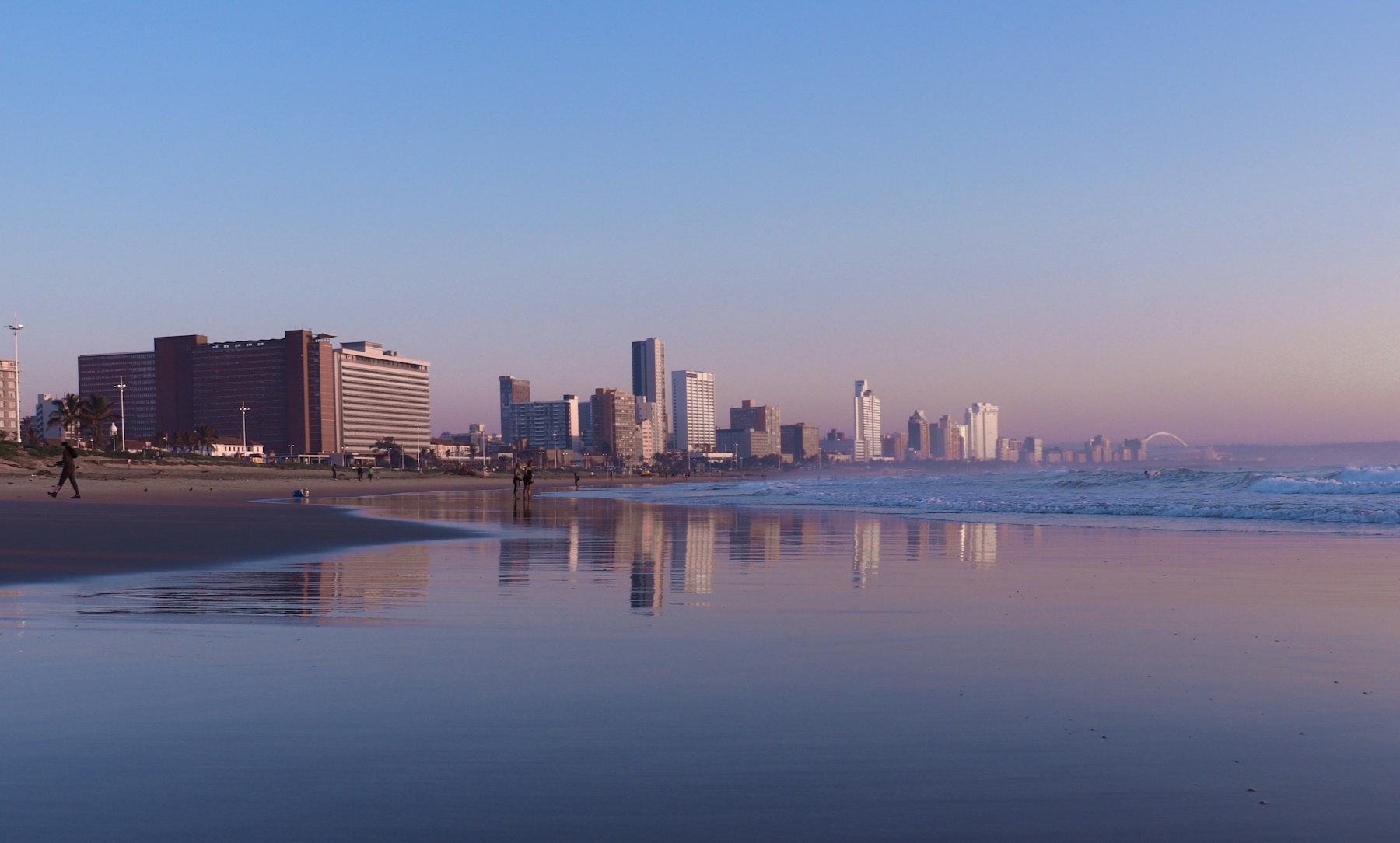 The beachfront and city of Durban in KwaZulu Natal South Africa