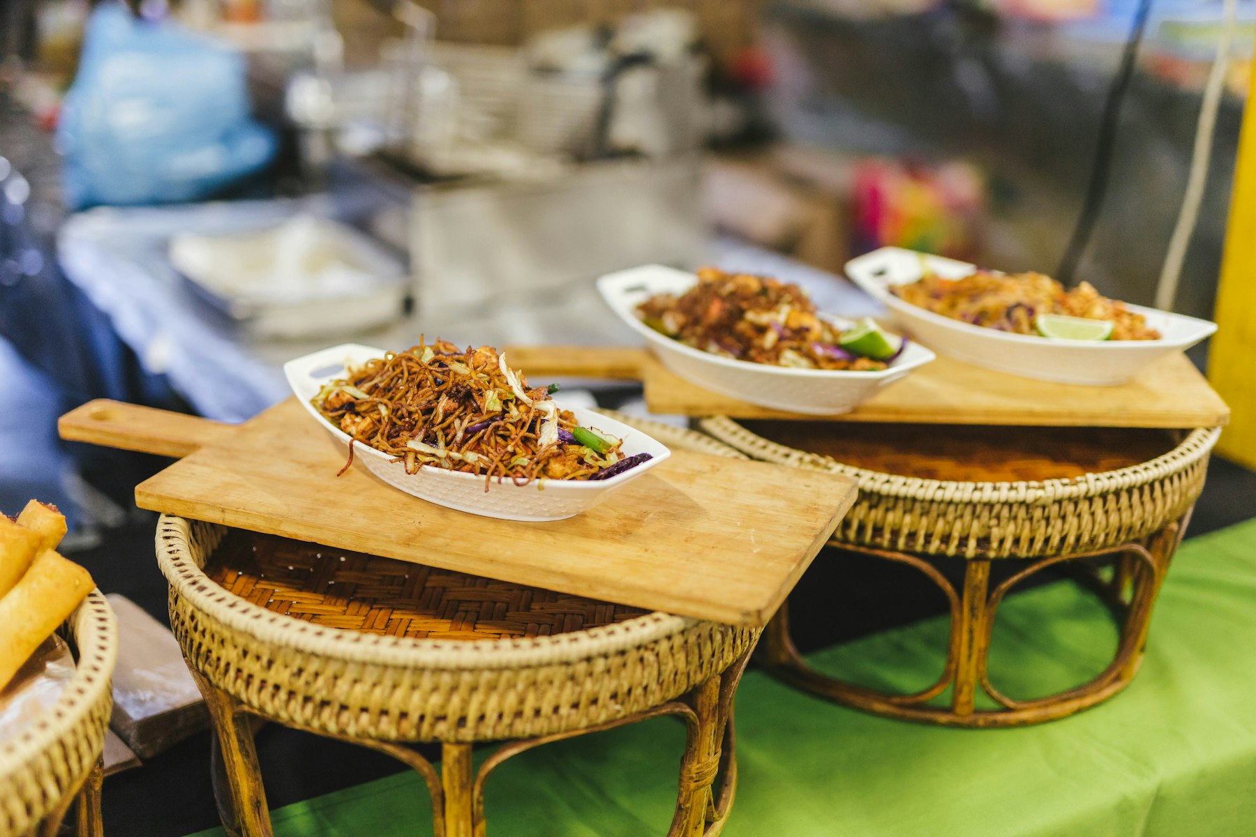 Bowls of food on a table at the Rosebank Sunday Market in Johannesburg South Africa